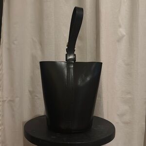 Trademark Black Leather Bucket Bag